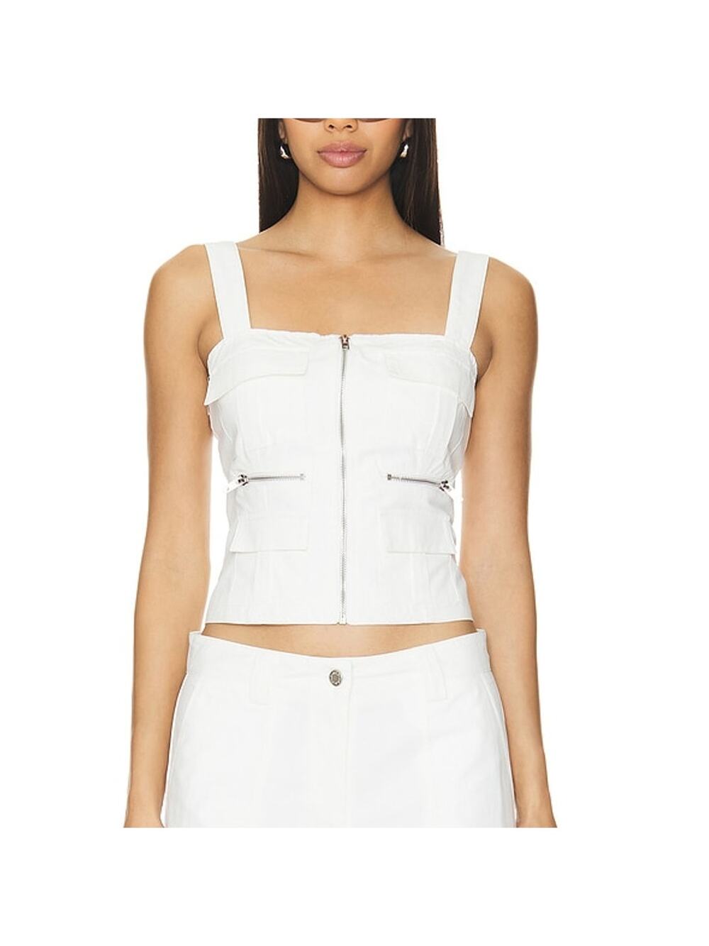 By.dyln Structured White Levi Cargo Top Size M